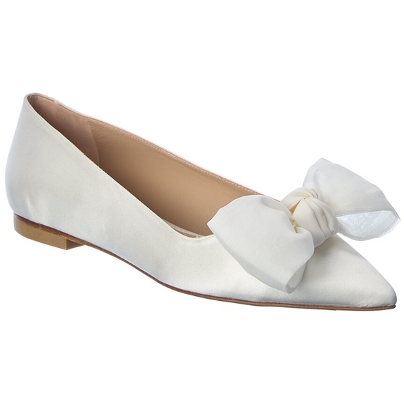 Stuart Weitzman ANNY MESH White Silk Satin Bow Flats Pointed Toe Bridal Shoe 7.5 - Picture 13 of 13